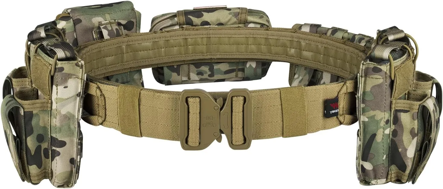 BOMTURN Battle Belt Tactical Belt with Accessories: Duty Belts Law Enforcement Combat Airsoft Police Belt with Pouches 7pcs