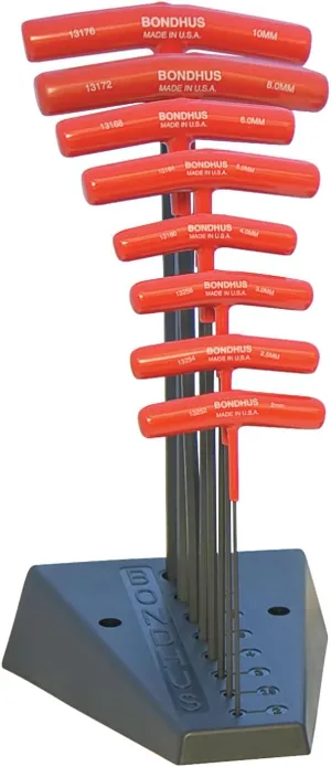 Bondhus 13189 Set of 8 Balldriver and Hex T-handles with Stand, sizes 2-10mm