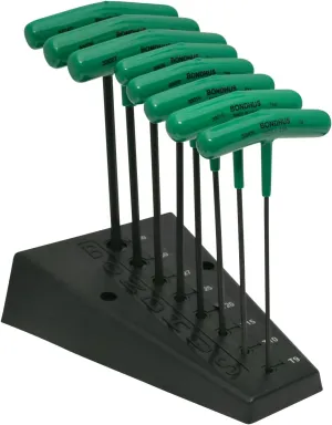 Bondhus 33034 Set of 8 Star T-handles, Graduated Lengths, sizes T9-T40