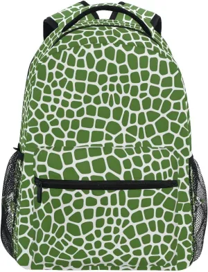 Bookbags Laptop Backpack for High School Bag Boys Girls Lizard Skin Green Travel College Teens Student Casual Shoulder Daypack