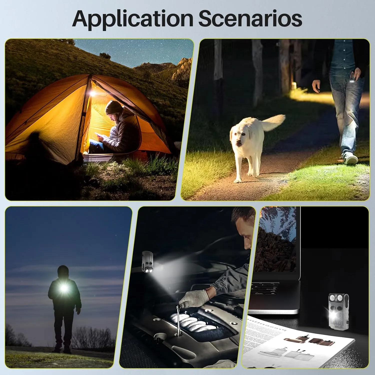 BORUIT V20 Small Powerful EDC Flashlight Bright USB C Rechargeable 365nm UV Keychain Flash Light 180°Head Swivels, Two-Way Clip, Magnet, with Multi-Color COB Light-13 Mode(White UV Edition)