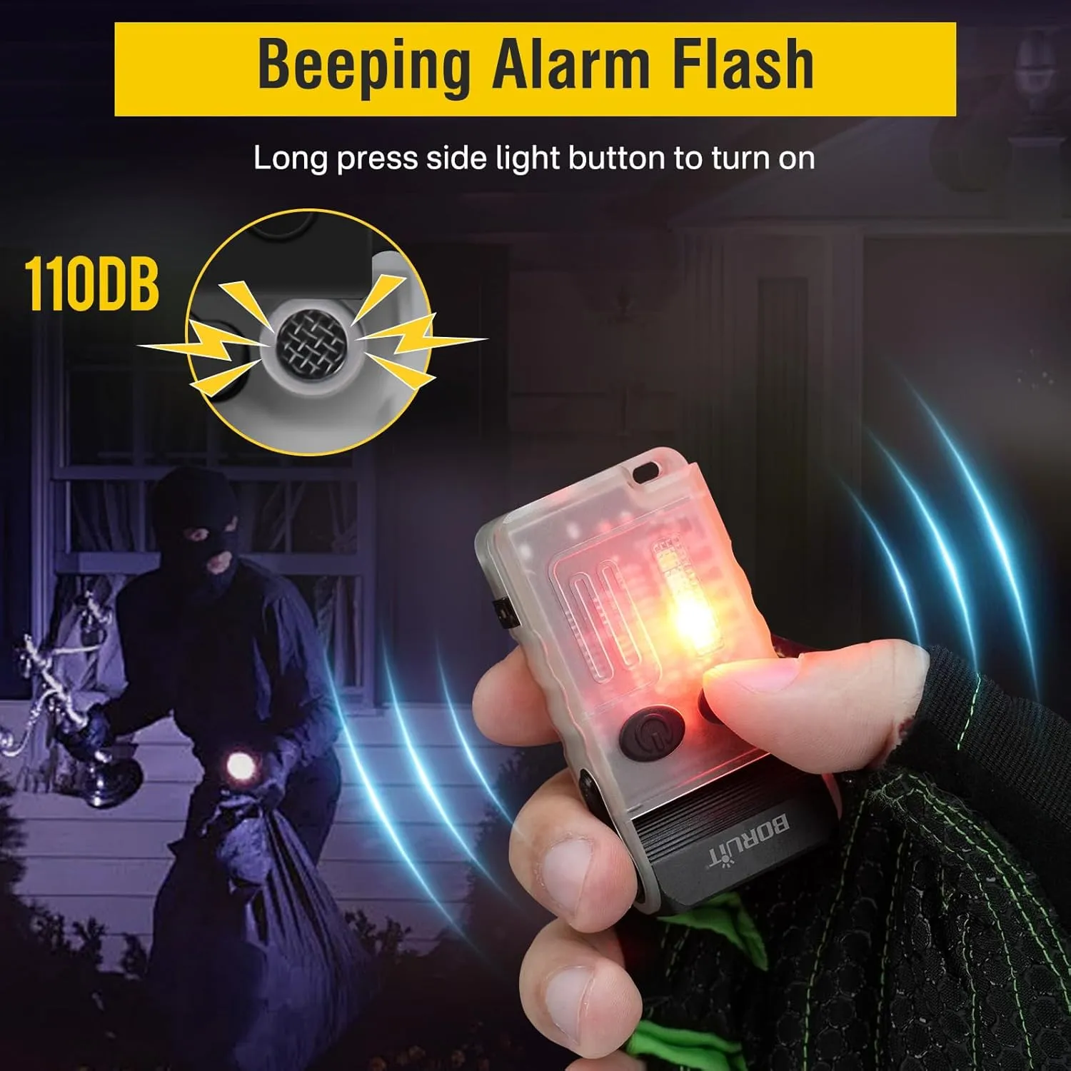BORUIT V20 Small Powerful EDC Flashlight Bright USB C Rechargeable 365nm UV Keychain Flash Light 180°Head Swivels, Two-Way Clip, Magnet, with Multi-Color COB Light-13 Mode(White UV Edition)