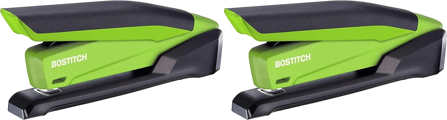 Bostitch Office InPower Spring-Powered Desktop Stapler, Green (1123) 2 Pack Green, 1123-1501-2