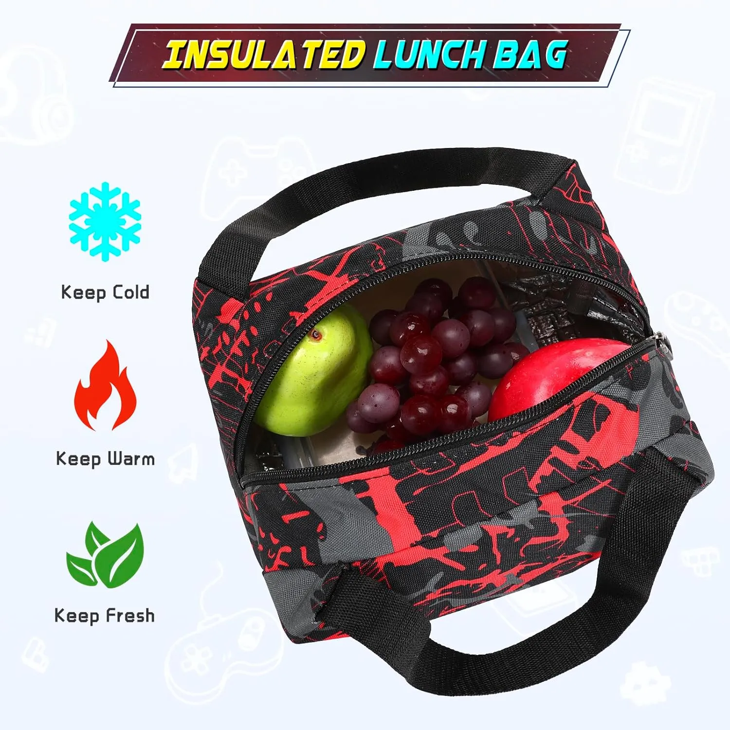 Boys Backpack, Cool Luminous School Backpacks for Boys with Lunch Bag Pencil Case, Kids Backpack Kindergarten Elementary Middle School Book Bags for Teen Boys Children with USB Charging Port