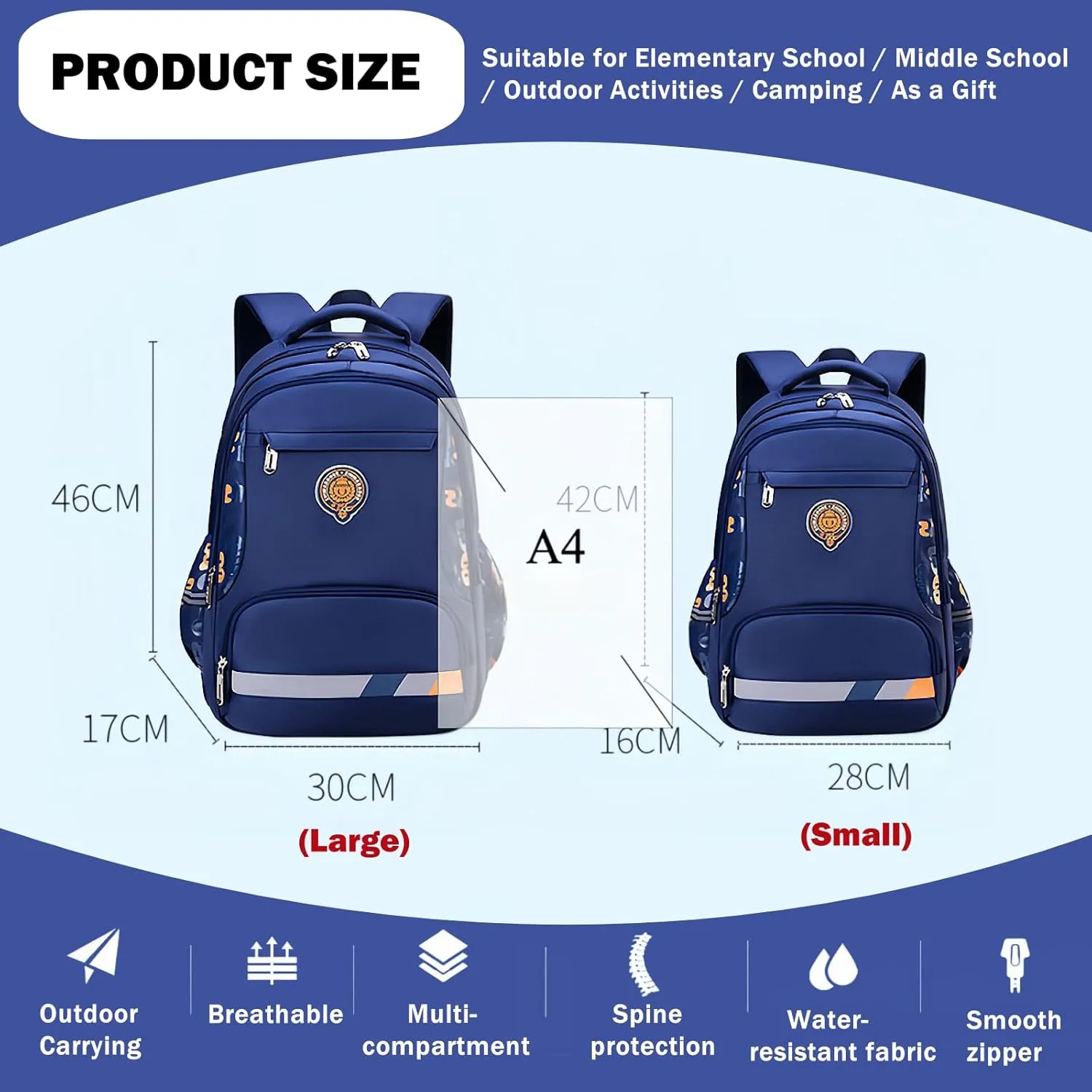 Boys Backpack, Kids Backpack for Boys, Elementary Students School Bag for Teens Boys Cool Bookbag Travel Bag, Small, Blue-s