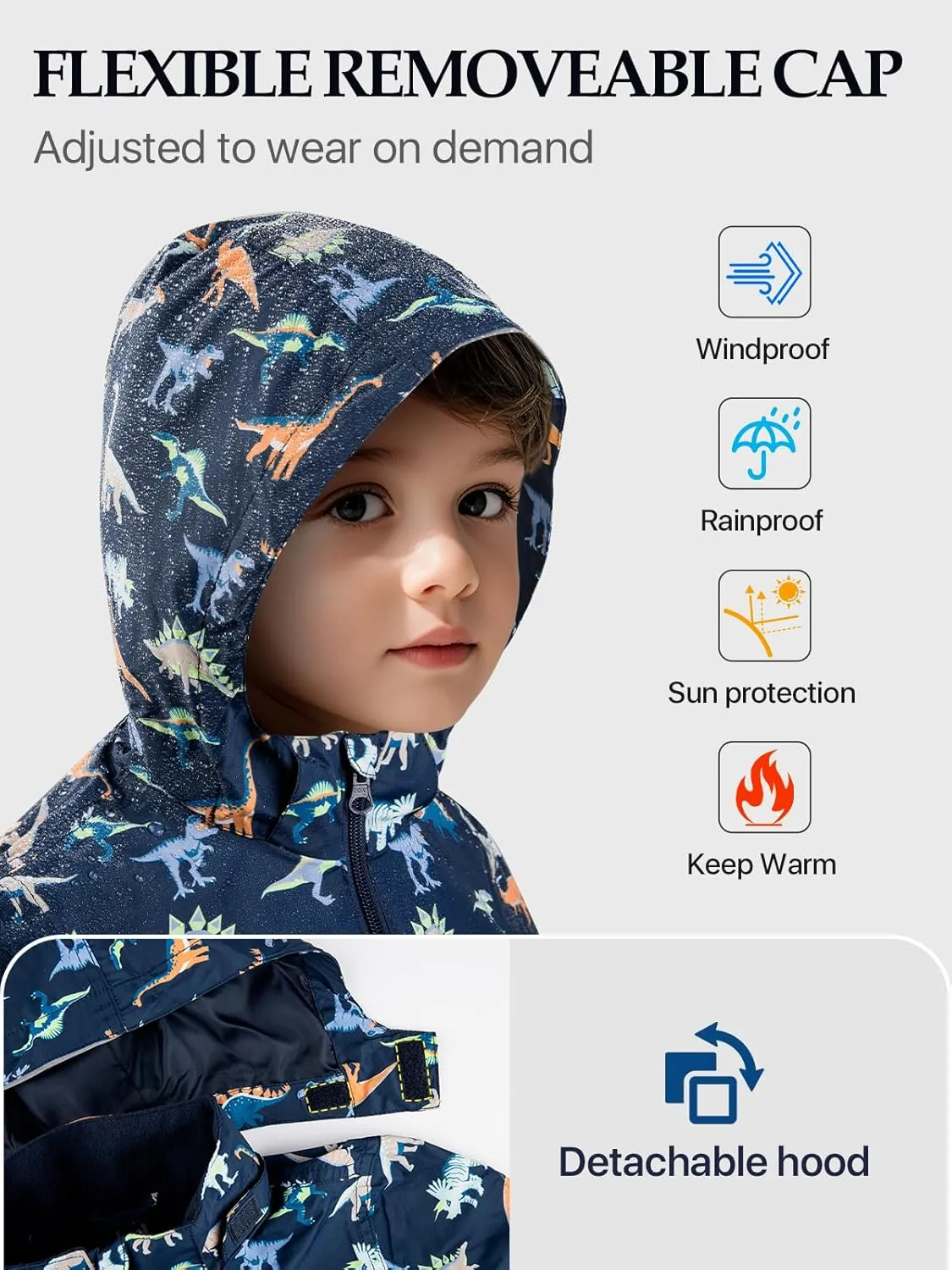 Boys Girls Kids Softshell Jacket With Hood Lightweight Waterproof Warm Raincoats Fleece Lined Windbreakers for Kids