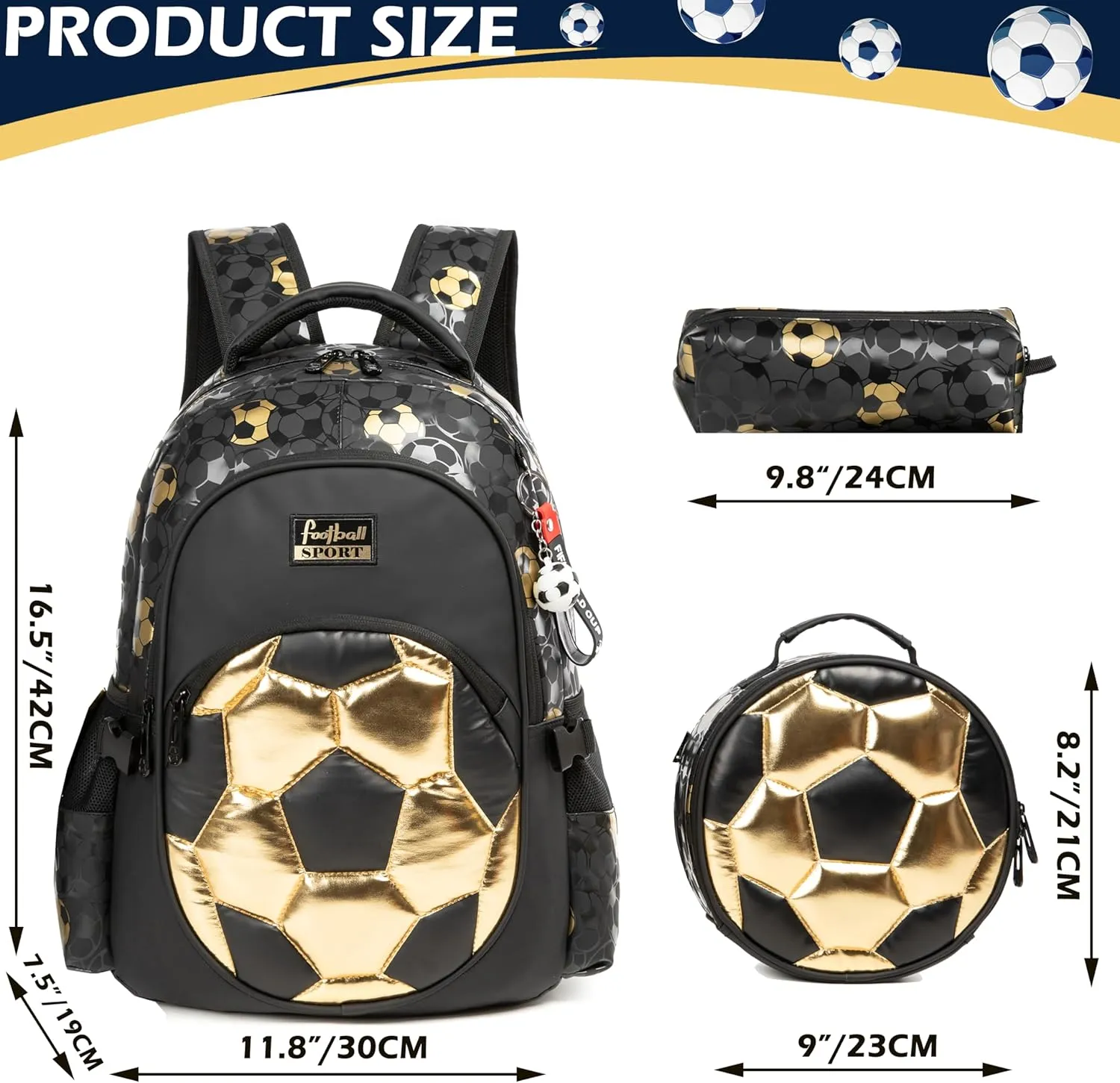 Boys' School Backpack with Lunch Box and Pencil Case - Ideal for Teens and Middle School Students