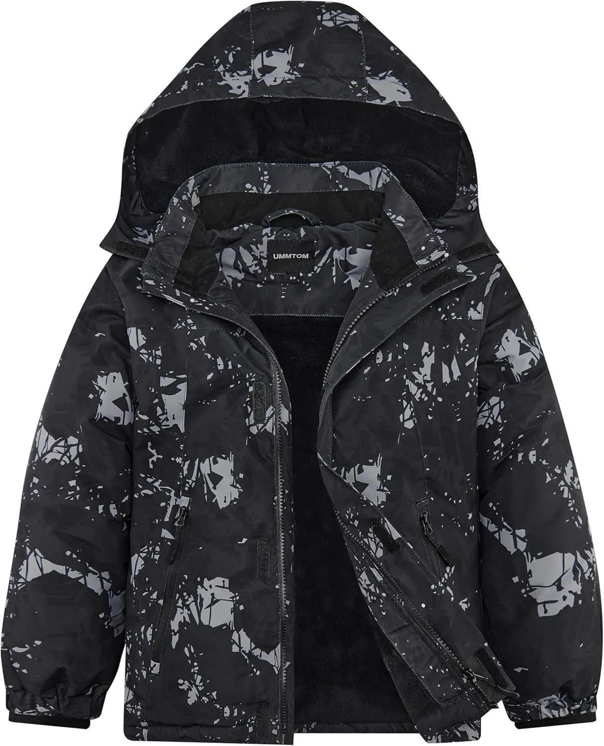 Boys Waterproof Ski Jacket Warm Winter Fleece Snow Coat Kids Outdoor Hooded Snowboard Jacket