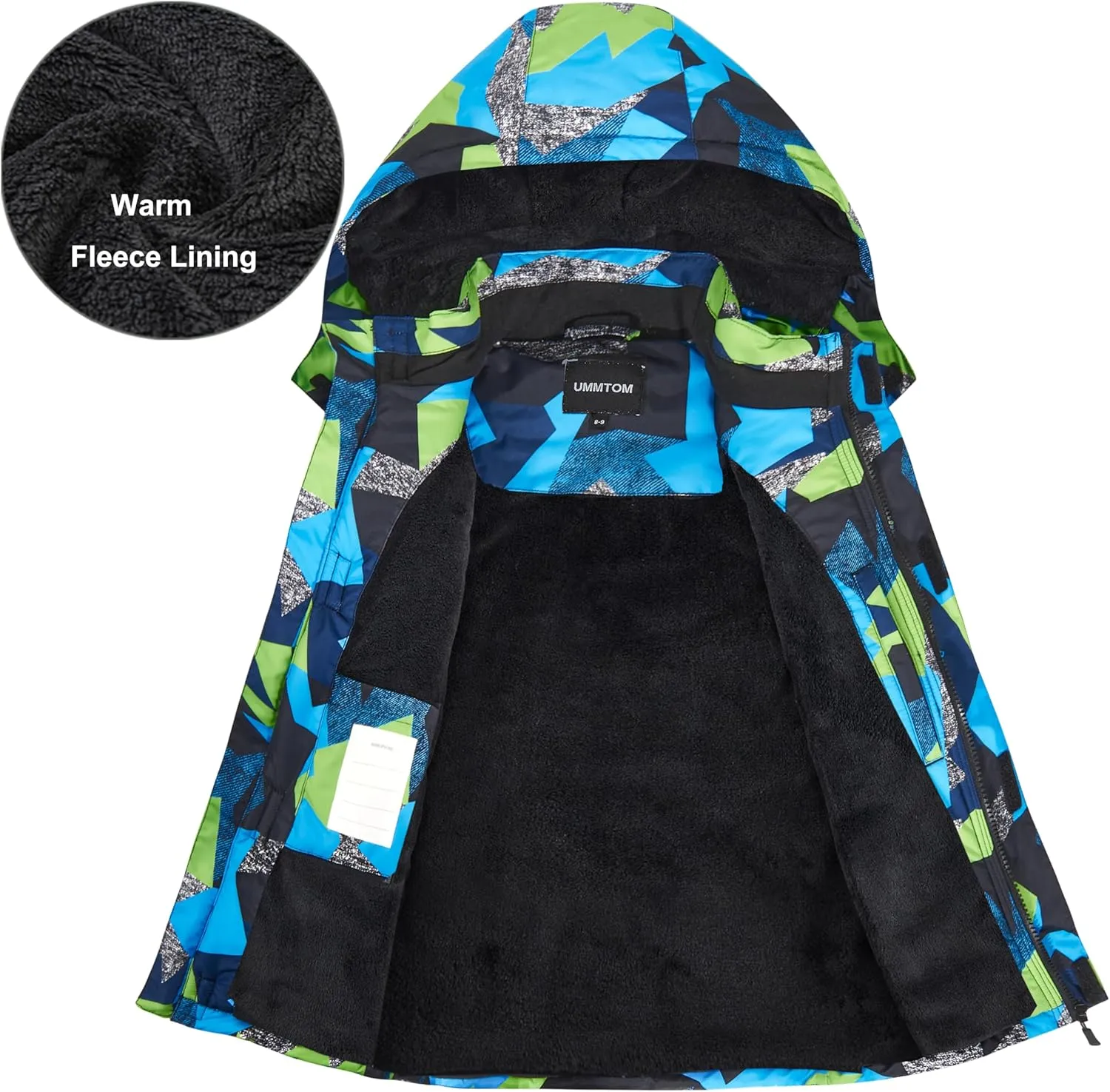 Boys Waterproof Ski Jacket Warm Winter Fleece Snow Coat Kids Outdoor Hooded Snowboard Jacket