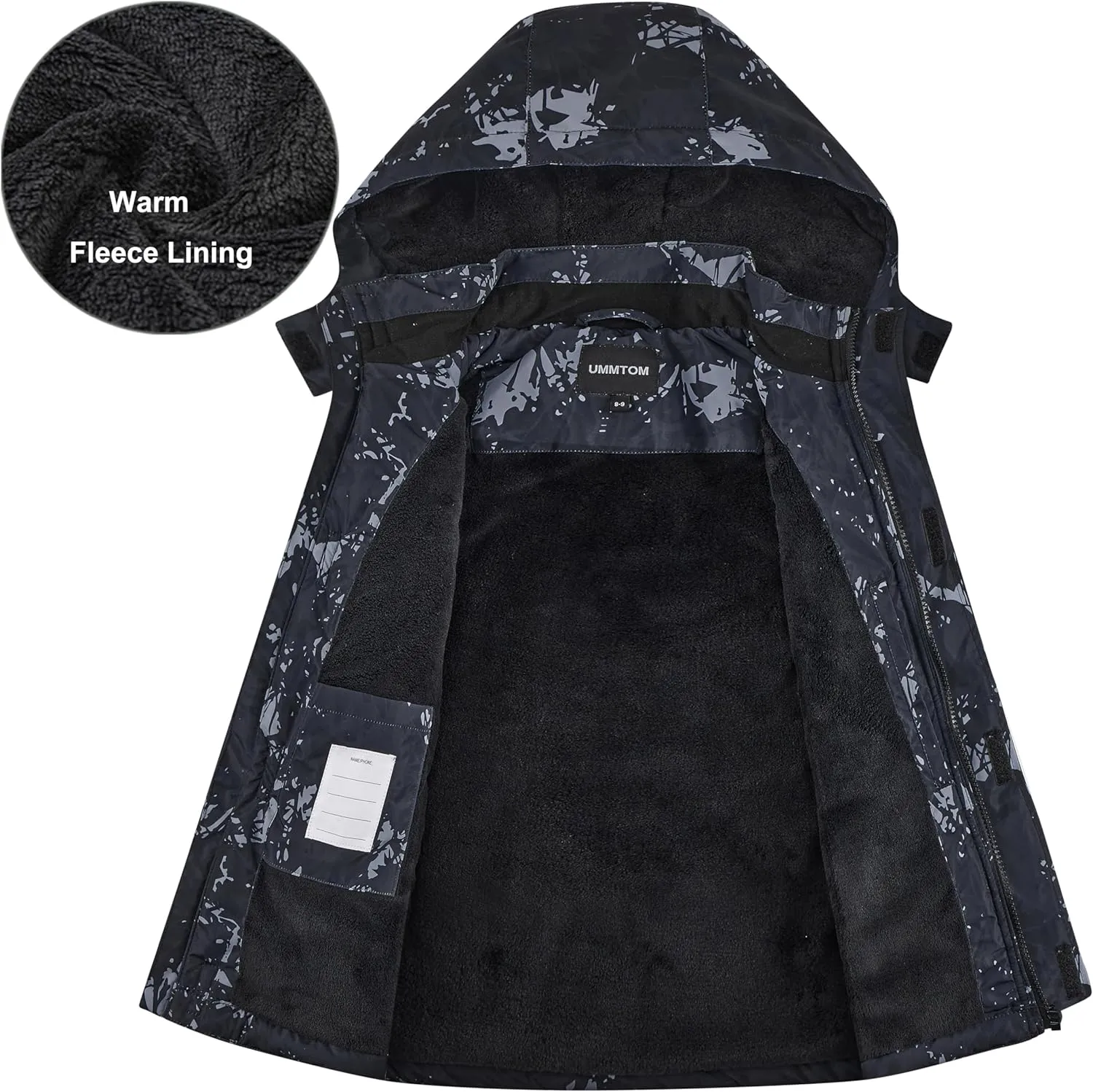 Boys Waterproof Ski Jacket Warm Winter Fleece Snow Coat Kids Outdoor Hooded Snowboard Jacket
