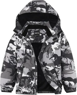 Boys Waterproof Ski Jacket Warm Winter Fleece Snow Coat Kids Outdoor Hooded Snowboard Jacket