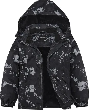 Boys Waterproof Ski Jacket Warm Winter Fleece Snow Coat Kids Outdoor Hooded Snowboard Jacket