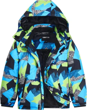 Boys Waterproof Ski Jacket Warm Winter Fleece Snow Coat Kids Outdoor Hooded Snowboard Jacket