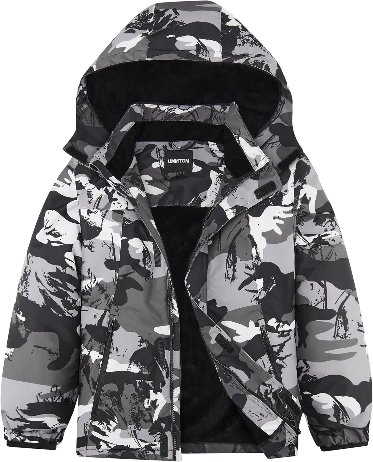 Boys Waterproof Ski Jacket Warm Winter Fleece Snow Coat Kids Outdoor Hooded Snowboard Jacket