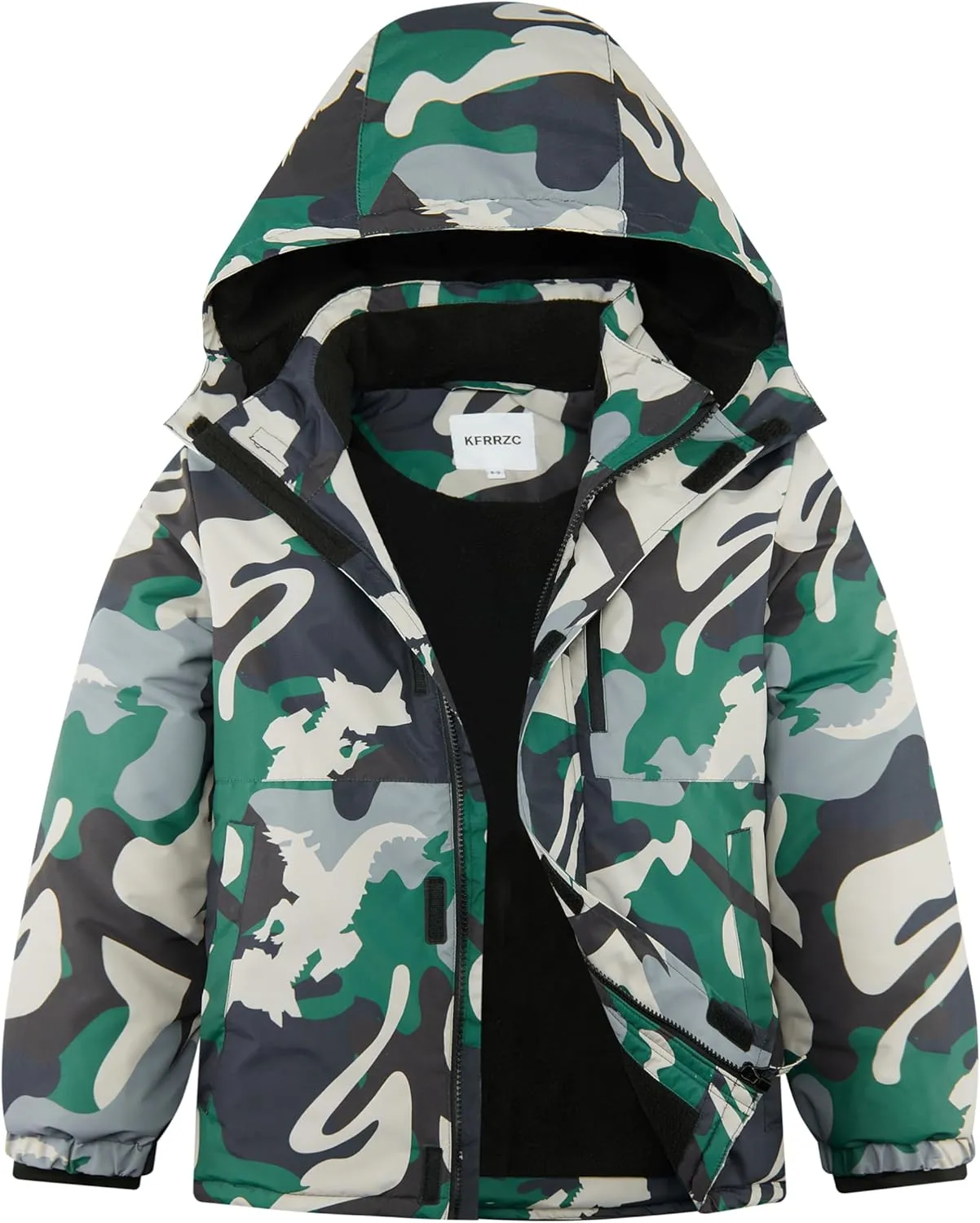 Boys Winter Waterproof Ski Jacket Kids Fleece Lined Warm Snow Coat with Detachable Hood