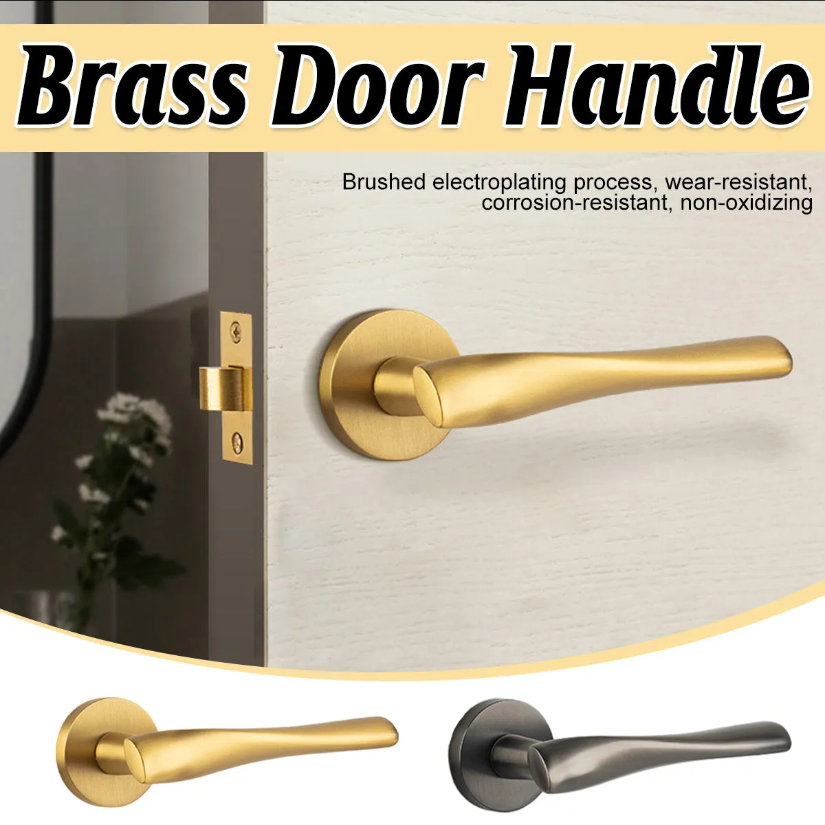 Brass Door Handles for Interior Doors – Passage & Privacy Lever Door Handle Galaxy Grey