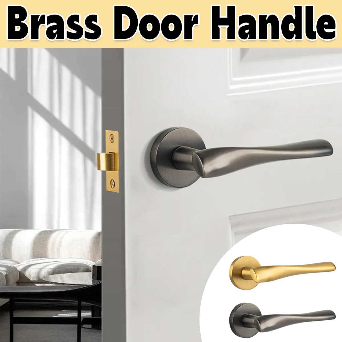 Brass Door Handles for Interior Doors – Passage & Privacy Lever Door Handle Galaxy Grey