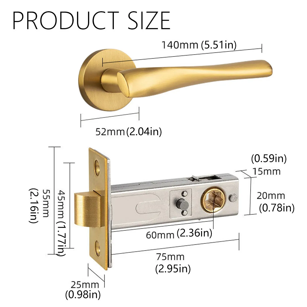 Brass Door Handles for Interior Doors – Passage & Privacy Lever Door Handle Galaxy Grey