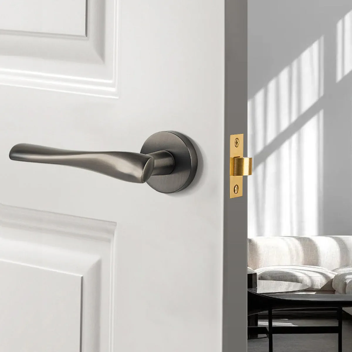 Brass Door Handles for Interior Doors – Passage & Privacy Lever Door Handle Galaxy Grey