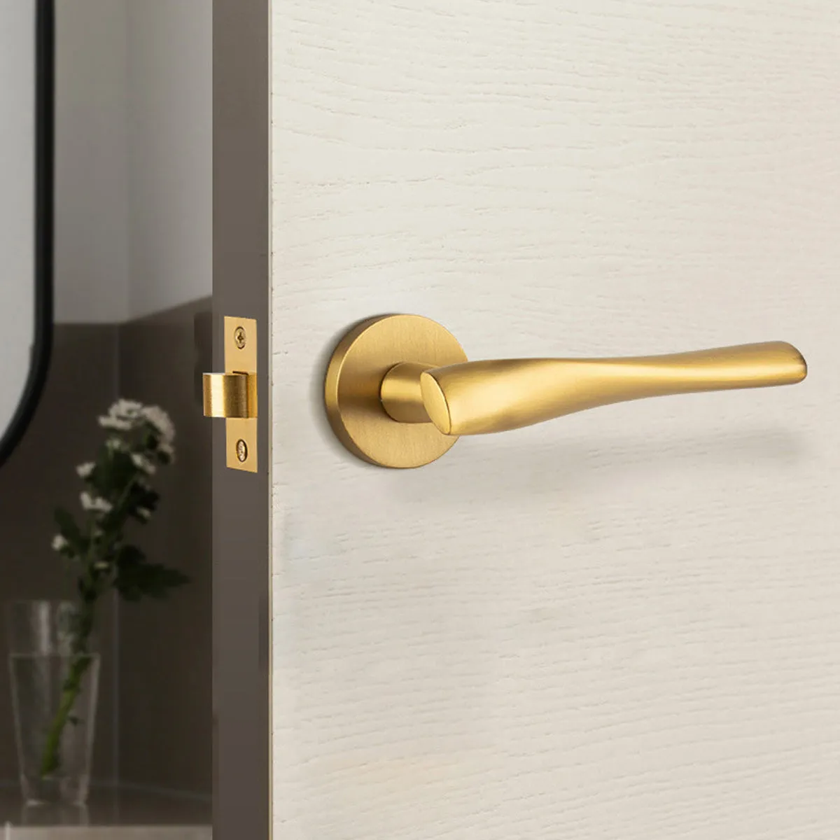 Brass Door Handles for Interior Doors – Passage & Privacy Lever Door Handle Galaxy Grey