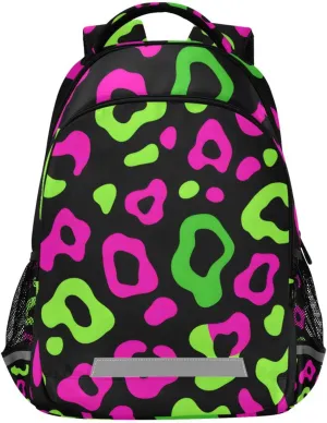Bright Leopard Pattern Backpack for Girls Boys School Bookbag Kids Daypack Lightweight Laptop Backpack Back to School Supplies