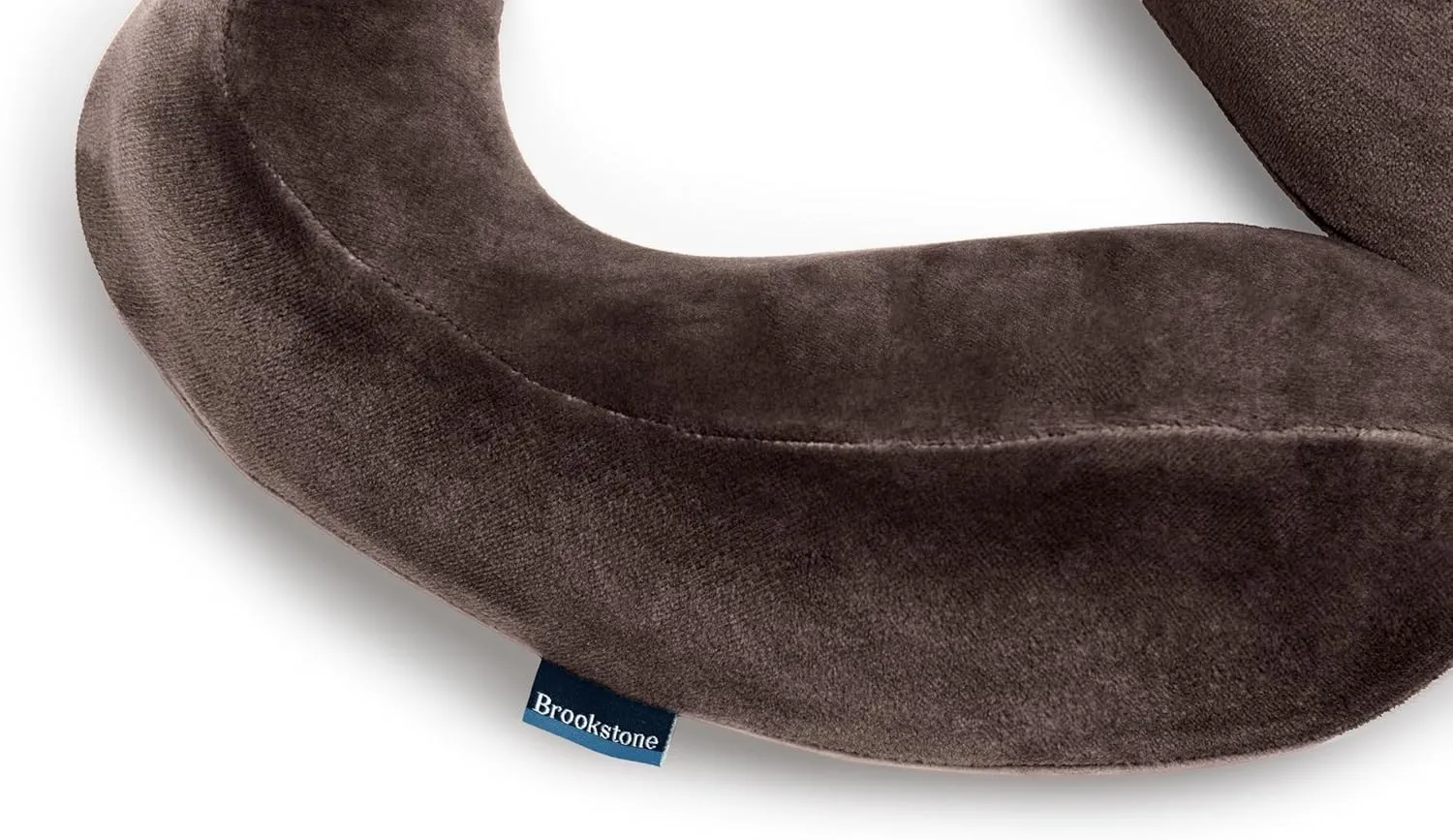 Brookstone Neck Travel Pillow - Lightweight Contoured Memory Foam Stuffable Travel Neck Pillow for Sleeping, Car, & Airplane, Velvet Brown