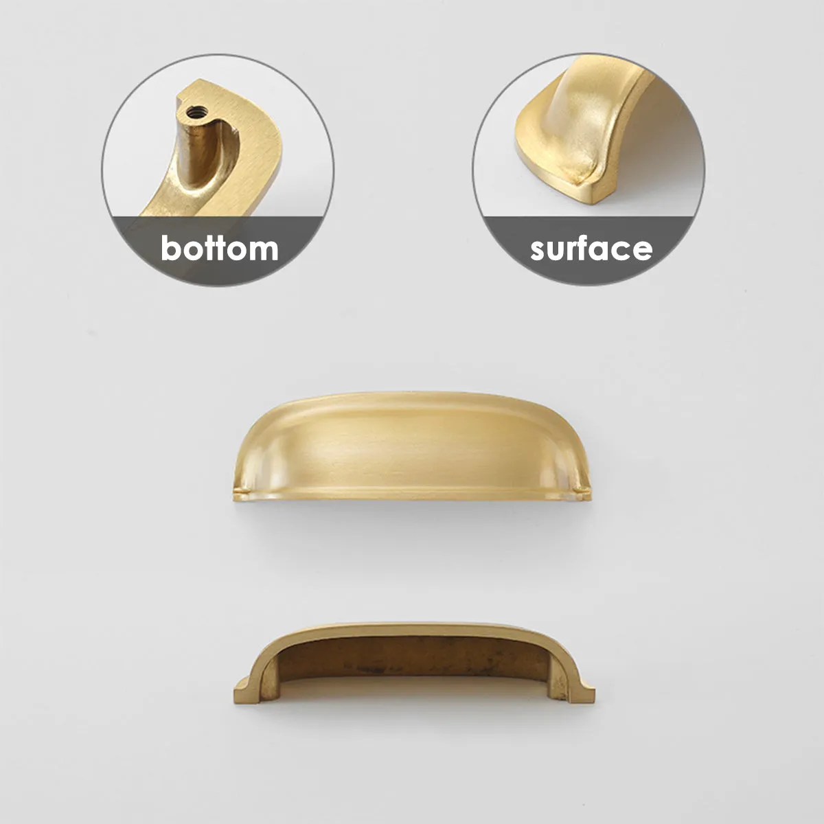 Brushed Brass and Silver Flush Pull Handles | Copper Cabinet Pulls