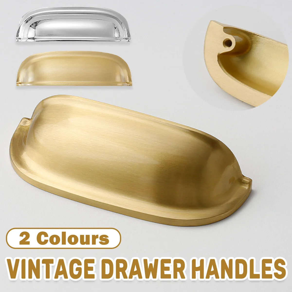 Brushed Brass and Silver Flush Pull Handles | Copper Cabinet Pulls