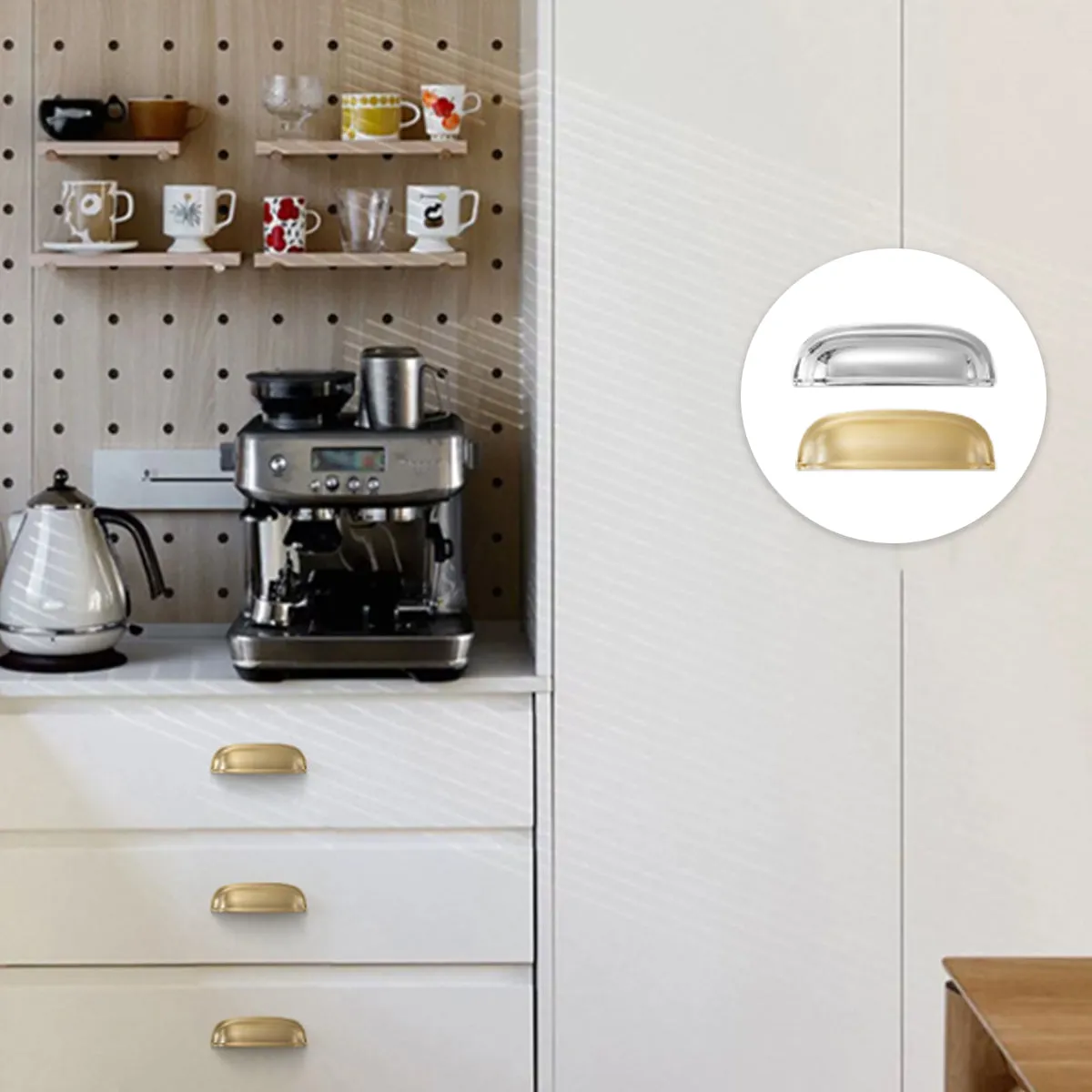 Brushed Brass and Silver Flush Pull Handles | Copper Cabinet Pulls