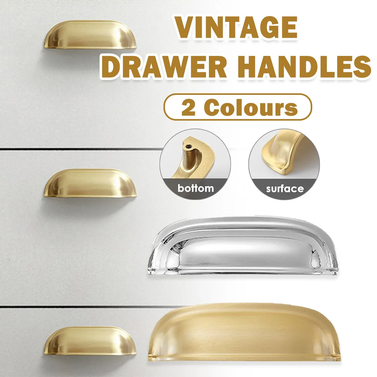 Brushed Brass and Silver Flush Pull Handles | Copper Cabinet Pulls