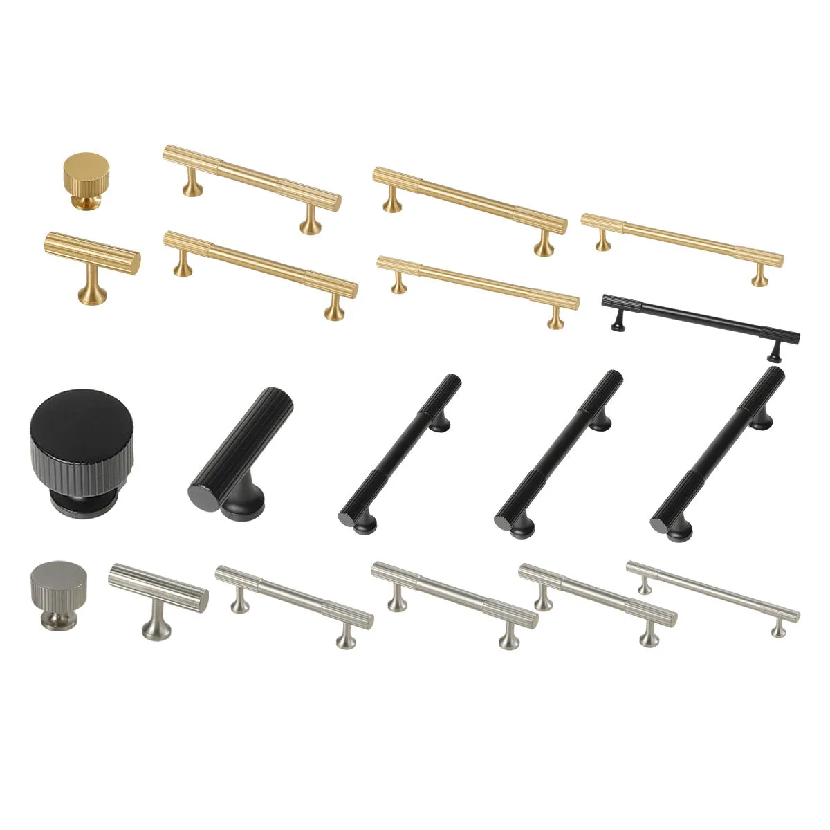 Brushed Brass Cabinet Door Handles Drawer Handles Black