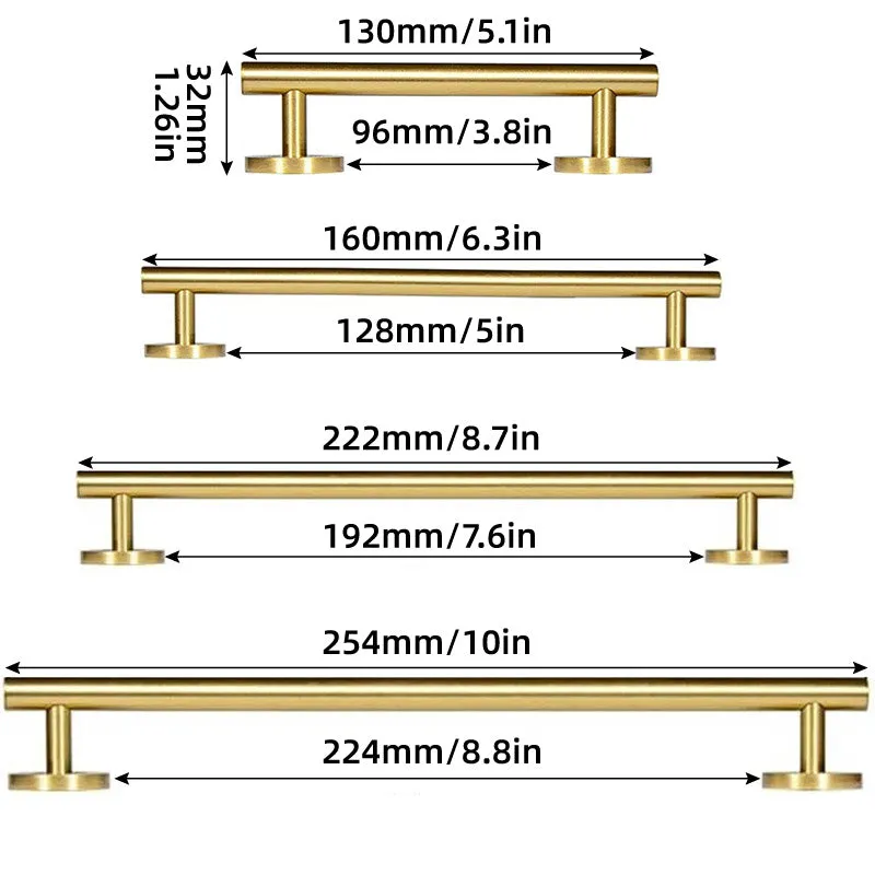 Brushed Brass Cabinet Handles