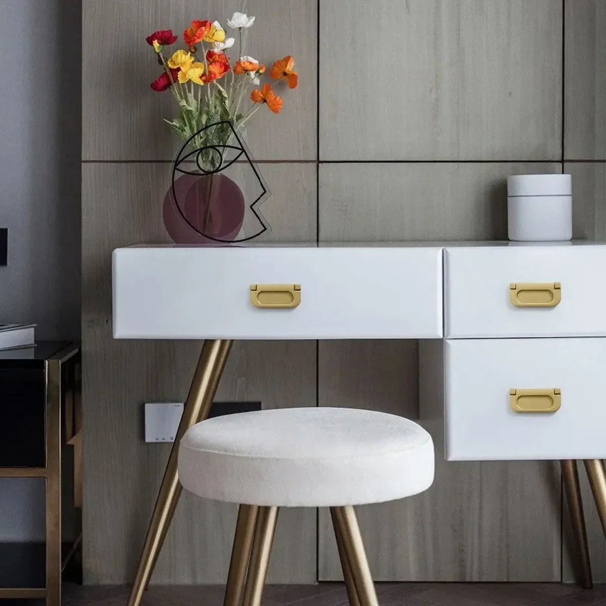 Brushed Solid Brass Flush Pull Handle for Cabinet & Drawer