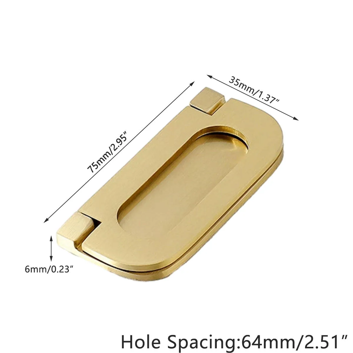 Brushed Solid Brass Flush Pull Handle for Cabinet & Drawer