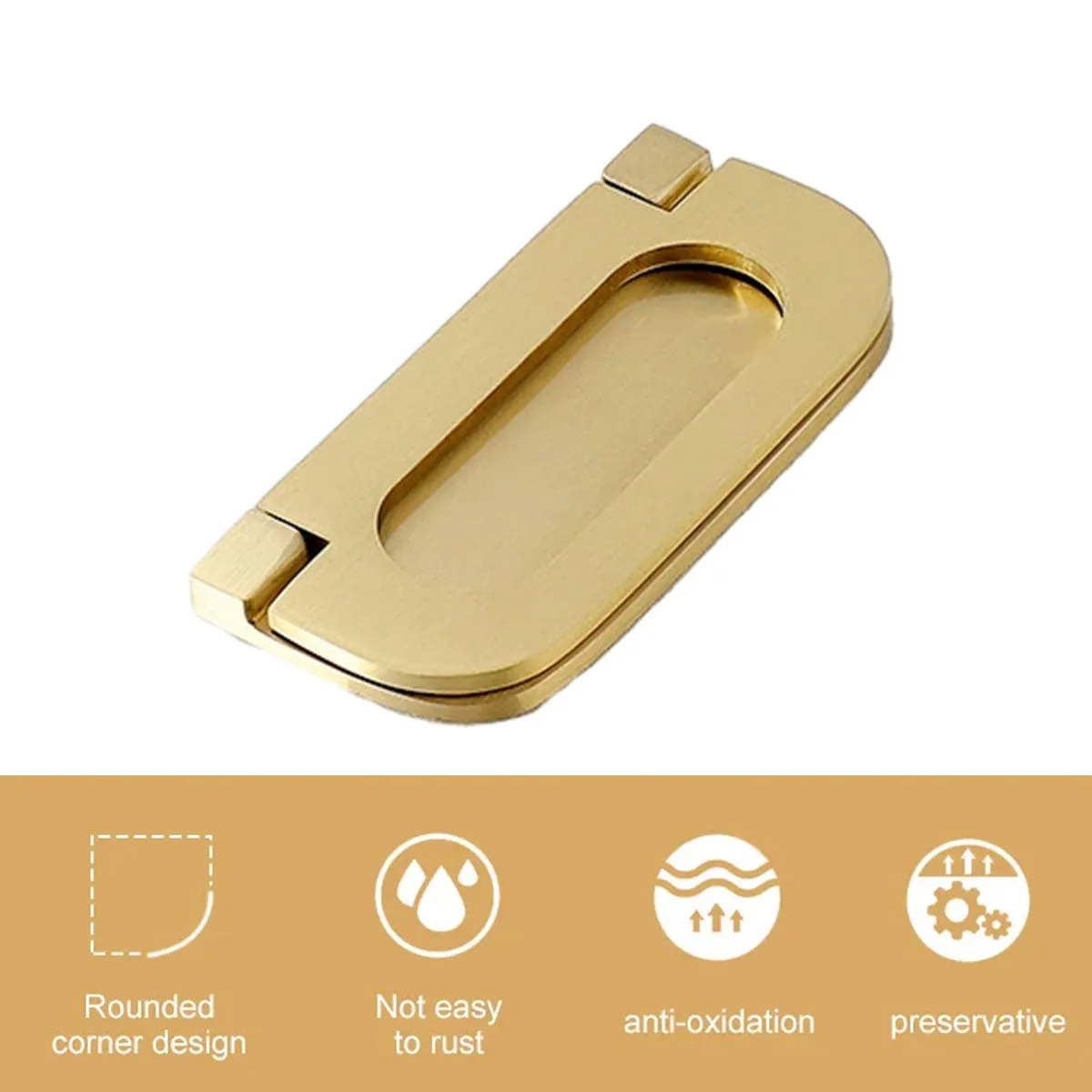 Brushed Solid Brass Flush Pull Handle for Cabinet & Drawer
