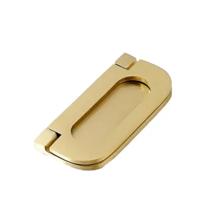 Brushed Solid Brass Flush Pull Handle for Cabinet & Drawer