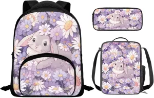 Bunny Little Girl Backpacks Ages 2 Kindergarten School Bags for Teen Girls Back to School Bookbag Lunchbox for Girls Storing The Majority of Gear Books and Notebooks