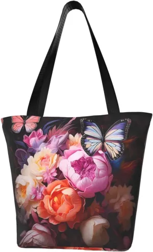 Butterflies and Fresh Bush Cross-body Shoulder Bag, Women's One-shoulder Handbag, Weekend Travel Shopping and Playing Shoulder Bag