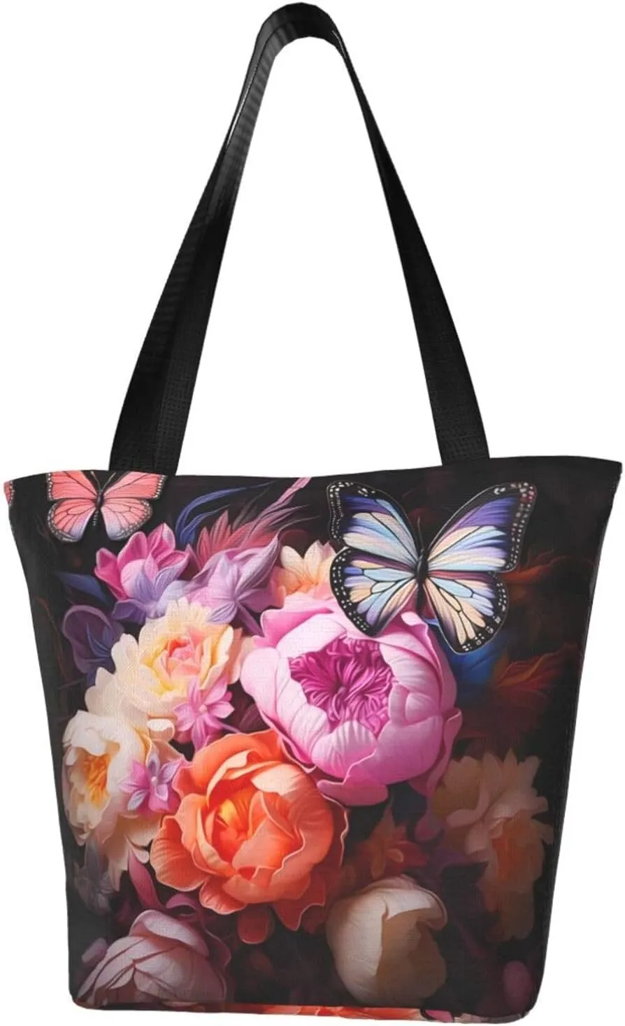 Butterflies and Fresh Bush Cross-body Shoulder Bag, Women's One-shoulder Handbag, Weekend Travel Shopping and Playing Shoulder Bag