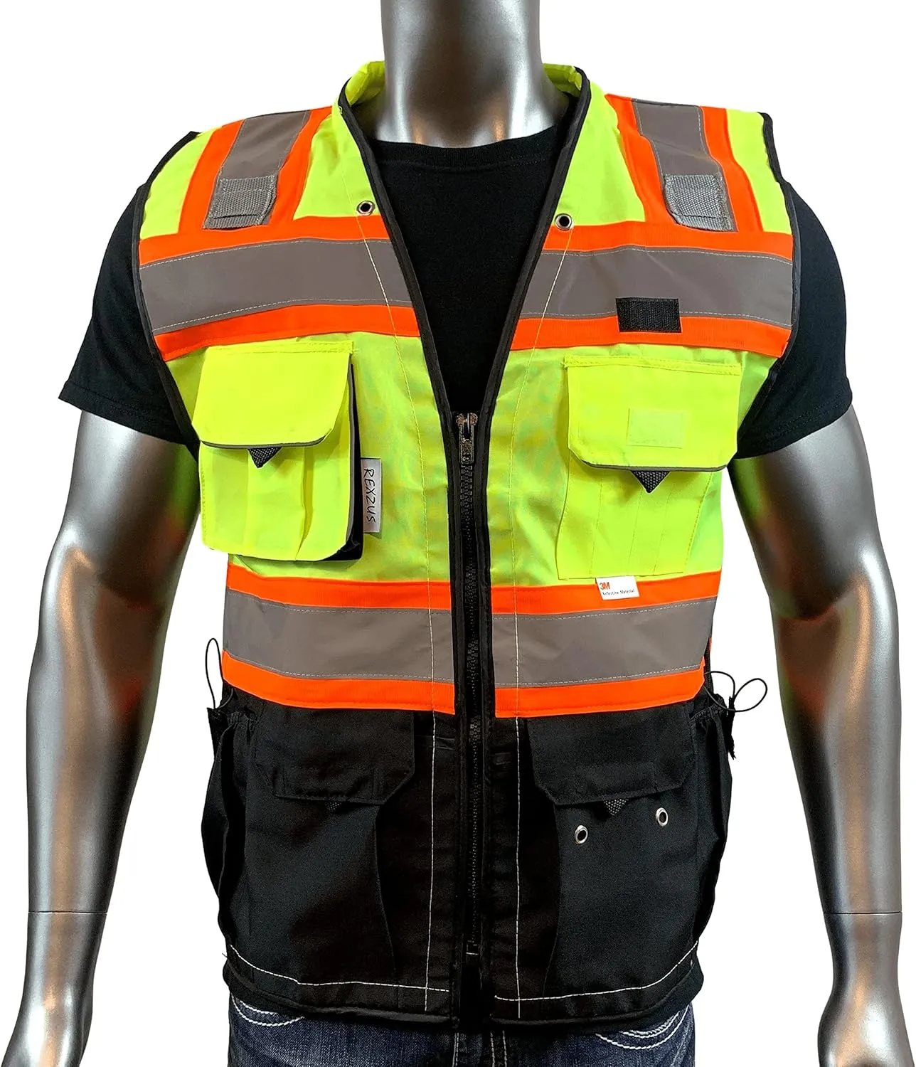 (C Vest For Mens Black Series Safety Vest With Zipper and Utility Pockets Premium Black Series Surveyors Vest (XX-Large, Yellow/Black)
