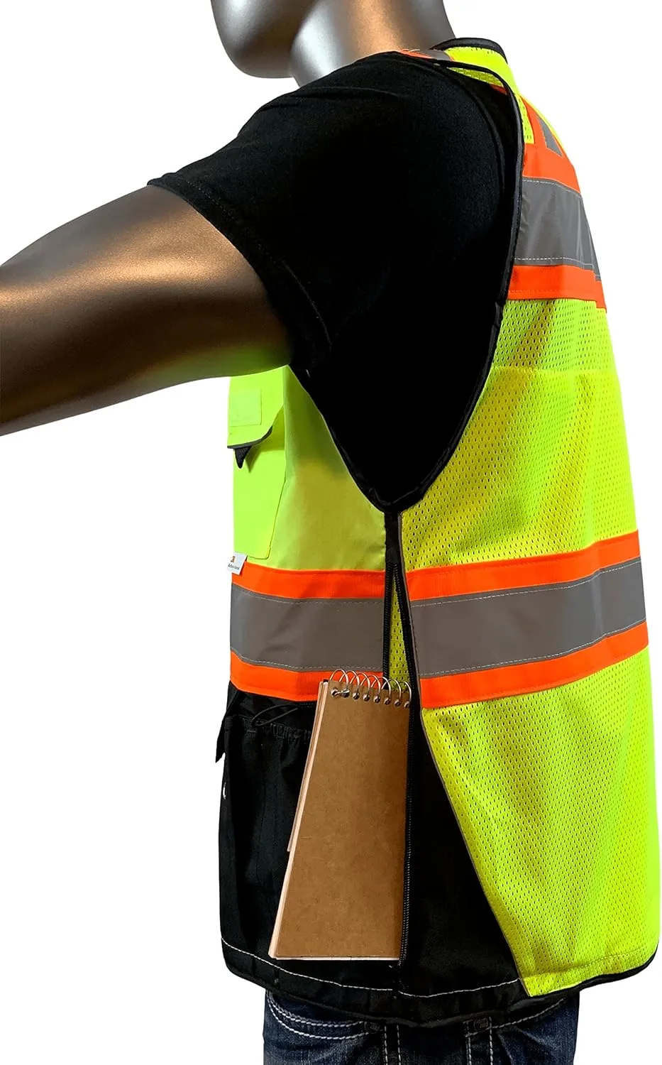 (C Vest For Mens Black Series Safety Vest With Zipper and Utility Pockets Premium Black Series Surveyors Vest (XX-Large, Yellow/Black)