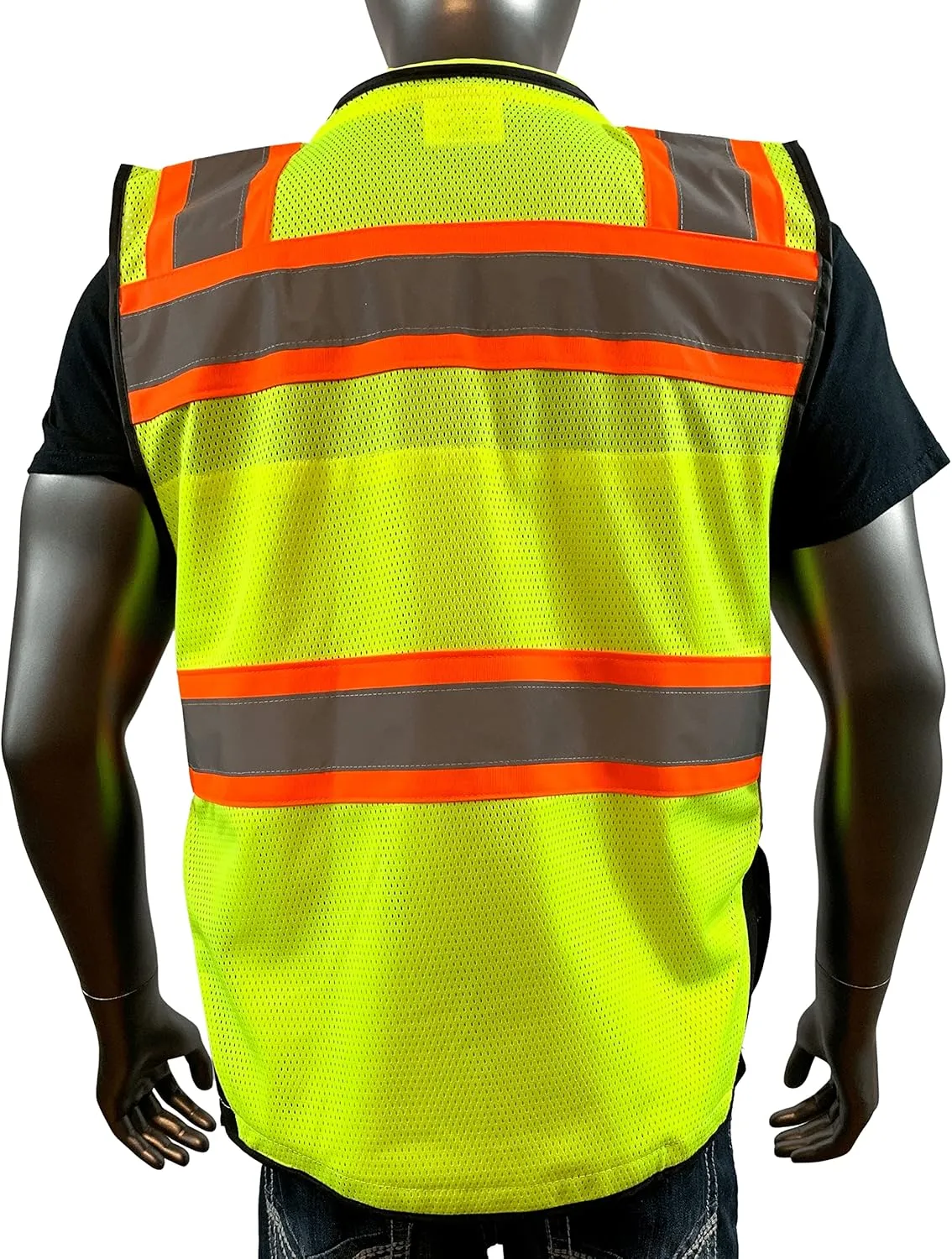 (C Vest For Mens Black Series Safety Vest With Zipper and Utility Pockets Premium Black Series Surveyors Vest (XX-Large, Yellow/Black)