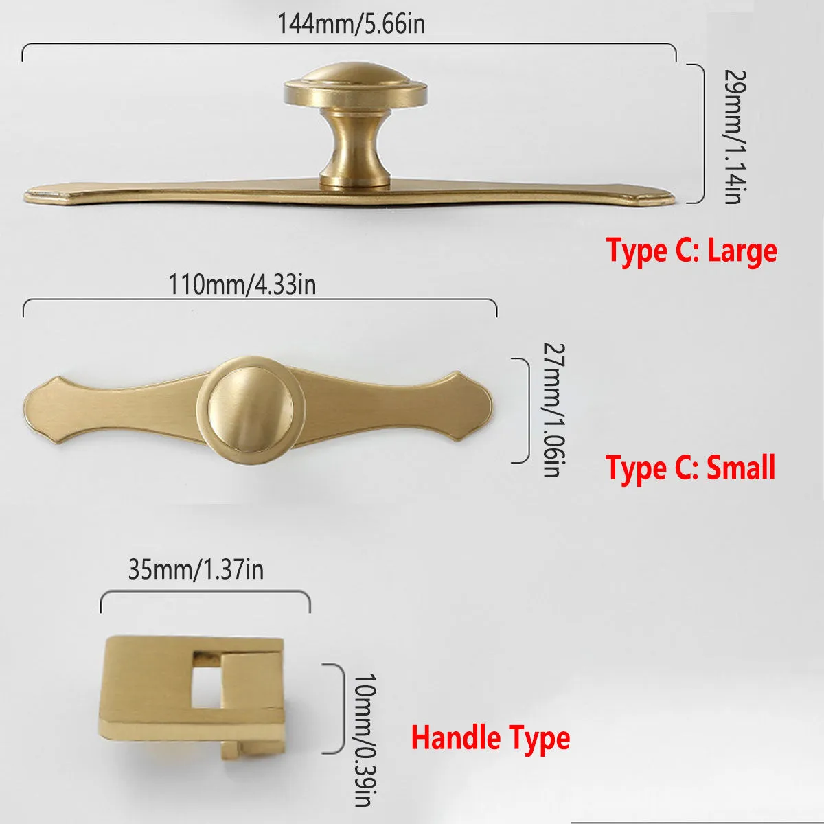 Cabinet Door Handles Pure Copper Pull Drawer  Handle