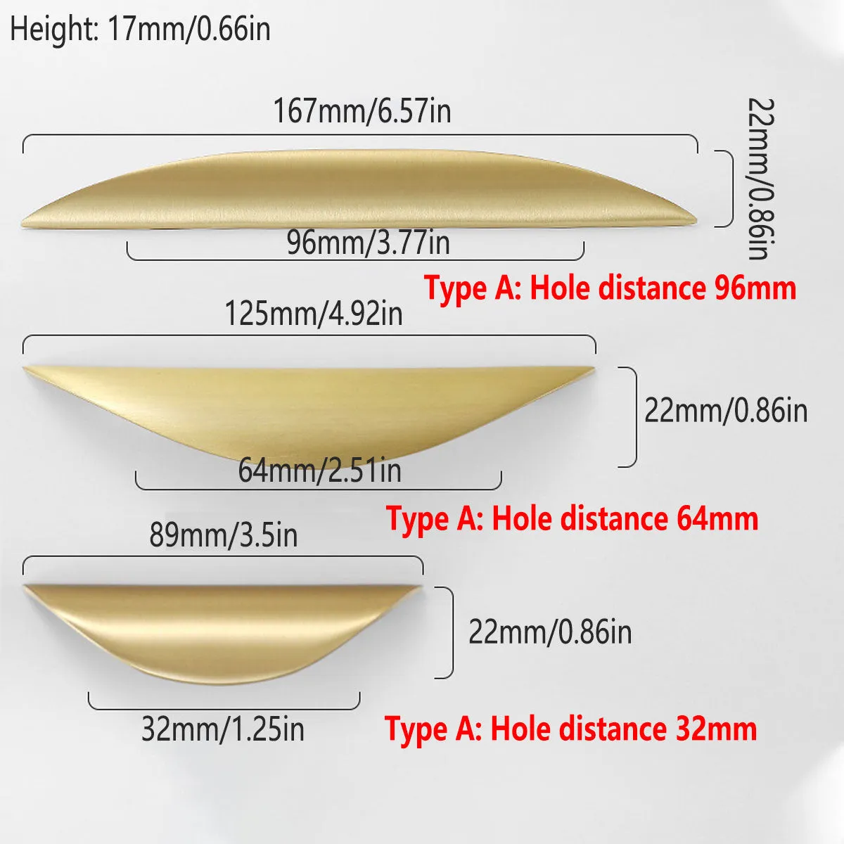 Cabinet Door Handles Pure Copper Pull Drawer  Handle