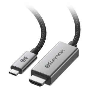 Cable Matters 48Gbps 8K USB C to HDMI 2.1 Cable 6 ft, Support 4K 240Hz and 8K 60Hz HDR - Thunderbolt 3, Thunderbolt 4, USB4 Compatible with iPhone 16/15 - Max Resolution on Any MacBook is 4K 60Hz