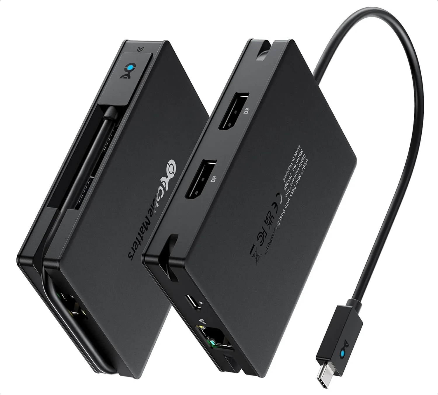Cable Matters 8-in-1 Portable 40Gbps USB4 Hub (USB 4 Dock) Dual DisplayPort 4K@60Hz, Single DP 4K@240Hz/8K@60Hz, 100W PD, Gigabit Ethernet, Compatible with Thunderbolt 4 (*macOS's Display Limitation)