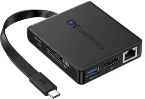 Cable Matters 8-in-1 USB C Hub DisplayPort 1.4, USB C Dock 8K@60Hz / 4K@240Hz DisplayPort, Gigabit Ethernet, USB 3.2 Port, SD Card Reader, with Two Mode Switch, Compatible with Thunderbolt 4