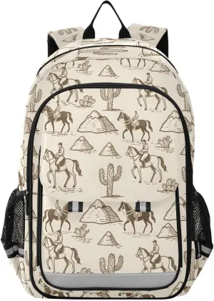 Cactus Horseback Rider Backpack for School Student Laptop Backpack Travel School Bag for Adults Daypack