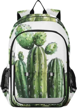 Cactus Watercolor Print Backpack for Boys Middle-School Elementary Bookbags 20325532