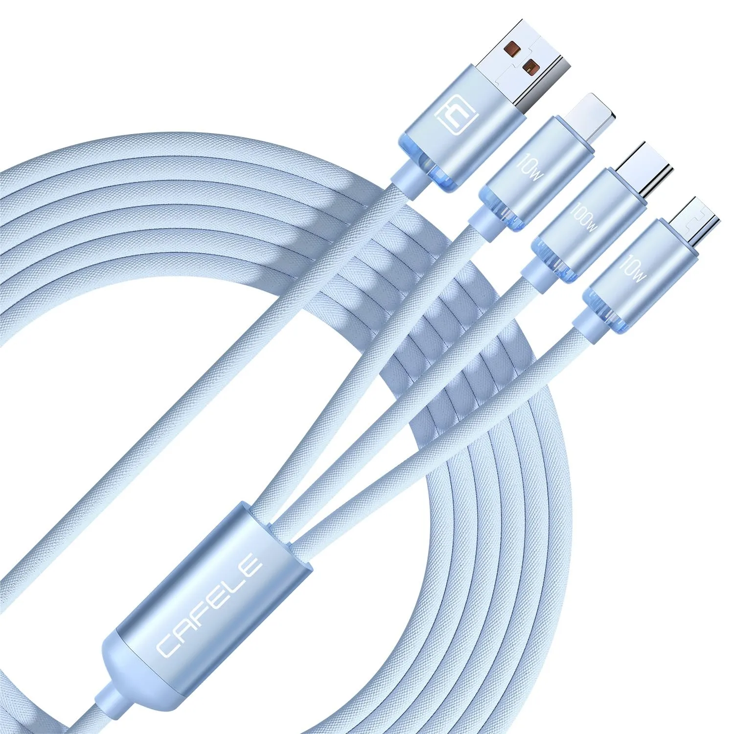 CAFELE 6ft 3in1 Multi Phone Charger Cable, 100W PD Fast Charge for Laptop, USB C/Micro USB/IP for S23 S22 S21, Phone 14 13 12, Pad Pro, Mac
